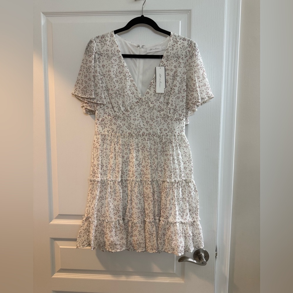 All in Favor White Floral Mini Dress